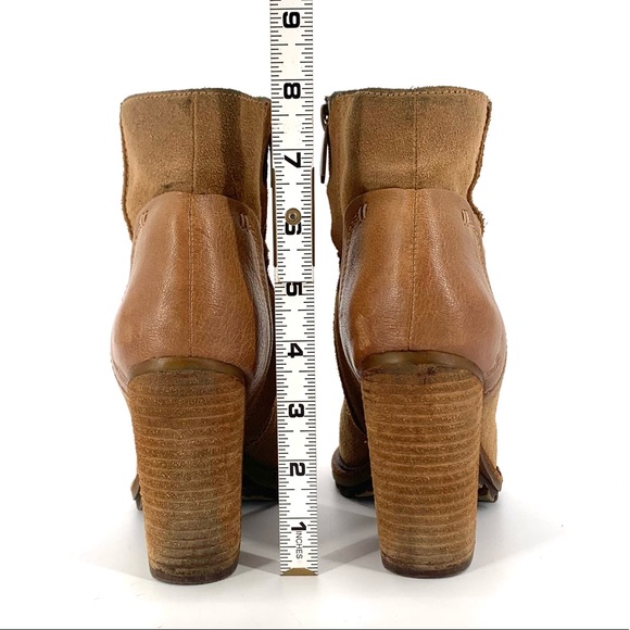 Sam Edelman Franklin Leather and Suede Heeled Ankle Boot In Whiskey Size 6 - Picture 6 of 12